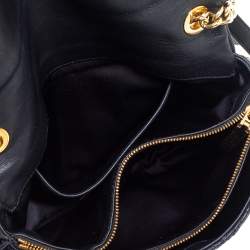 Pre Owned Versace Black Barocco Leather Flap Shoulder Bag