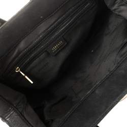 مملوكة مسبقًا حقيبة ساتشل فيرساتشي إطار مادوسا جلد لامع ونايلون طية مونوغرامي أسود