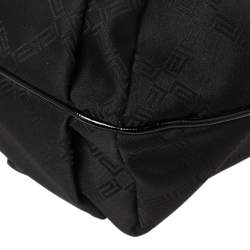 مملوكة مسبقًا حقيبة ساتشل فيرساتشي إطار مادوسا جلد لامع ونايلون طية مونوغرامي أسود