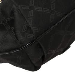 مملوكة مسبقًا حقيبة ساتشل فيرساتشي إطار مادوسا جلد لامع ونا�يلون طية مونوغرامي أسود