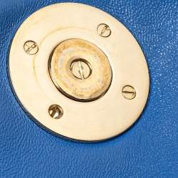 Pre Owned Versace Blue Embossed Leather Talia Vanitas Shoulder Bag