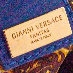 Pre Owned Versace Blue Embossed Leather Talia Vanitas Shoulder Bag