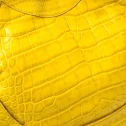 Pre Owned حقيبة فيرساتشي كيس جلد نقشة التمساح أصفر 