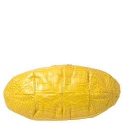 Pre Owned حقيبة فيرساتشي كيس جلد نقشة التمساح أصفر 