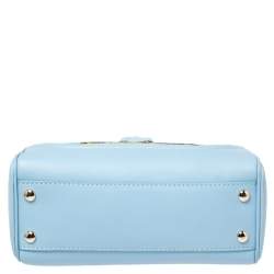 مملوكة مسبقًا Versace Blue Leather And Desert Palm Print Fabric Palazzo Empire Satchel