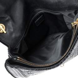 Pre Owned حقيبة كتف فيرساتشي جلد لامع وجلد أسود ذات سلسلة وقلاب