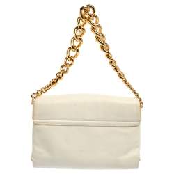 Pre Owned Versace White Leather Medusa Flap Shoulder Bag