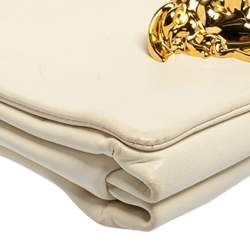 Pre Owned Versace White Leather Medusa Flap Shoulder Bag
