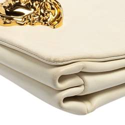 Pre Owned Versace White Leather Medusa Flap Shoulder Bag