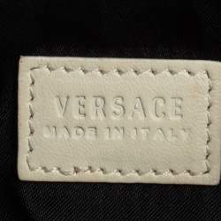 Pre Owned Versace White Leather Medusa Flap Shoulder Bag
