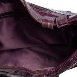 مملوكة مسبقًا Versace Purple Croc Embossed Leather Hobo