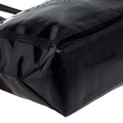 مملوكة مسبقًا حقيبة يد توتس فيرساتشي شوبر جلد لامع أسود مزين ميدوسا مخرم 