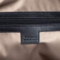 مملوكة مسبقًا حقيبة يد توتس فيرساتشي شوبر جلد لامع أسود مزين ميدوسا مخرم 