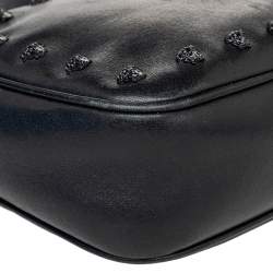 Pre Owned Versace Black Leather Medusa Crossbody Bag