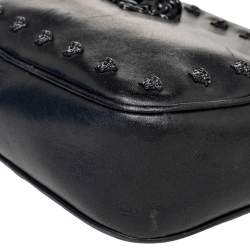Pre Owned Versace Black Leather Medusa Crossbody Bag