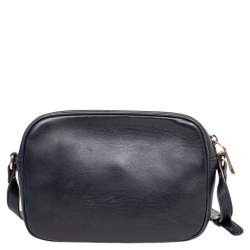 Pre Owned Versace Black Leather Medusa Crossbody Bag