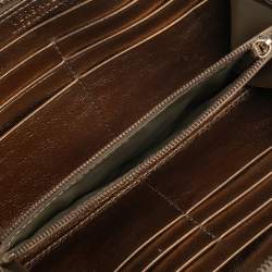 Pre Owned Versace Grey Barocco Print Coated Canvas Zip Around Wallet  