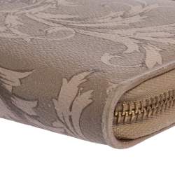 Pre Owned Versace Grey Barocco Print Coated Canvas Zip Around Wallet  