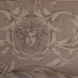 Pre Owned Versace Grey Barocco Print Coated Canvas Zip Around Wallet  
