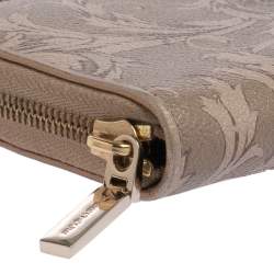 Pre Owned Versace Grey Barocco Print Coated Canvas Zip Around Wallet  