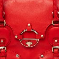 Versace Red Leather Studded Tote