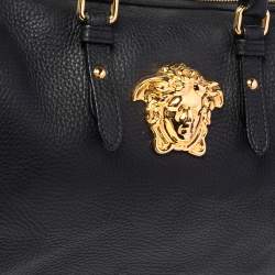 Pre Owned Versace Black Leather Medusa Boston Bag