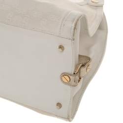 Versace White Signature Canvas And Leather Buckle Hobo