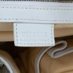 Versace White Signature Canvas And Leather Buckle Hobo