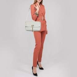 Pre Owned Versace White Leather Vanitas Medea Shoulder Bag