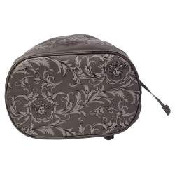 Pre Owned Versace Grey Barocco Heritage Coated Canvas And Leather Drawstring Bucket Bag