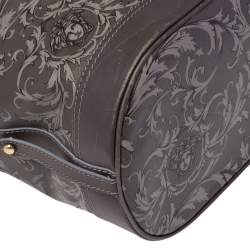 Pre Owned Versace Grey Barocco Heritage Coated Canvas And Leather Drawstring Bucket Bag