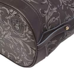 Pre Owned Versace Grey Barocco Heritage Coated Canvas And Leather Drawstring Bucket Bag