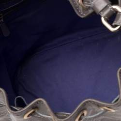 Pre Owned Versace Grey Barocco Heritage Coated Canvas And Leather Drawstring Bucket Bag