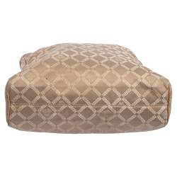 Pre Owned Versace Dark Beige Signature Fabric and Leather Chain Tote