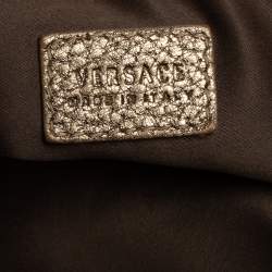 Pre Owned Versace Dark Beige Signature Fabric and Leather Chain Tote