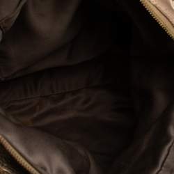 Pre Owned Versace Dark Beige Signature Fabric and Leather Chain Tote