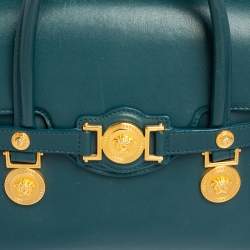 Pre Owned حقيبة يد فيرساتشي ميدوسا ميداليون جلد أزرق مخضر صغيرة