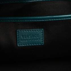 Pre Owned حقيبة يد فيرساتشي ميدوسا ميداليون جلد أزرق مخضر صغيرة