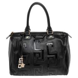 Pre Owned Versace Black Leather Satchel