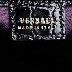 Pre Owned حقيبة ساتشل فرساتشي جلد بنقشة التمساح أسود