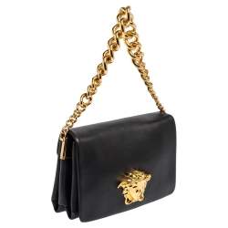 Pre Owned Versace Black Leather Medusa Sultan Shoulder Bag