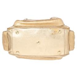 مملوكة مسبقًا حقيبة ساتشل فيرساتشي جلد وجلد نقشة التمساح ذهبي بسلسلة