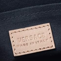 Pre Owned Versace Beige Leather Medusa Wristlet Clutch