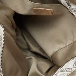 Pre Owned حقيبة كتف فيرساتشي كانفاس وجلد بيج