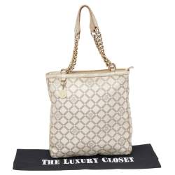 Pre Owned حقيبة كتف فيرساتشي كانفاس وجلد بيج