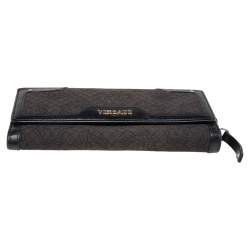 مملوكة مسبقًا Versace Black Monogram Canvas and Leather Wallet on Chain