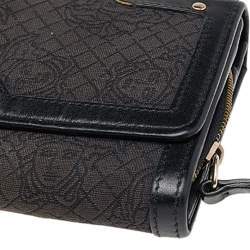 مملوكة مسبقًا Versace Black Monogram Canvas and Leather Wallet on Chain