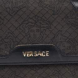 مملوكة مسبقًا Versace Black Monogram Canvas and Leather Wallet on Chain