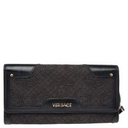 Shop Versace Coated Canvas Monogram Wallet-On-Chain