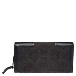 مملوكة مسبقًا Versace Black Monogram Canvas and Leather Wallet on Chain